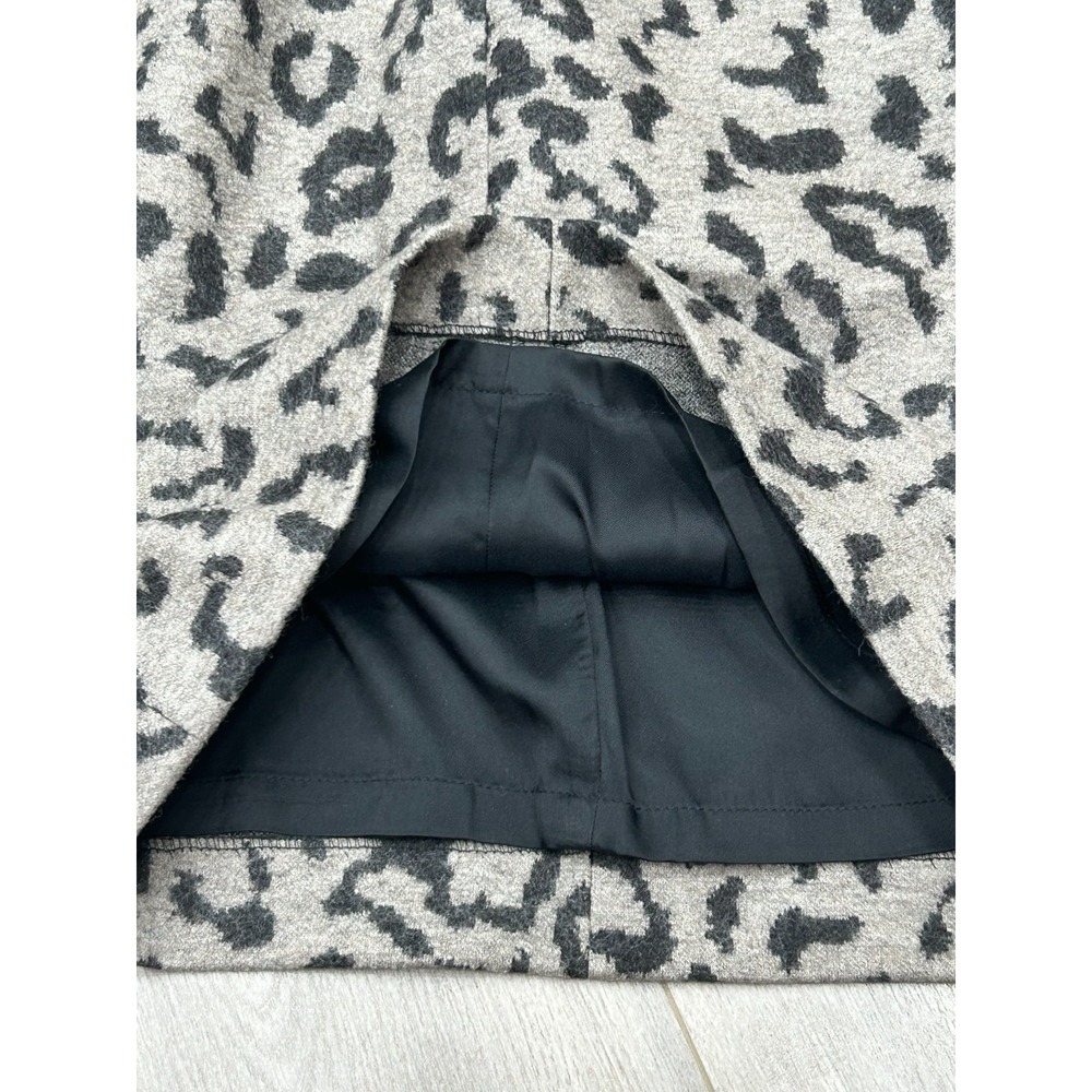 Max Mara Skirt Womens 10 Gray Black Leopard Print Wool Jersey Textured Pencil - Picture 2 of 9